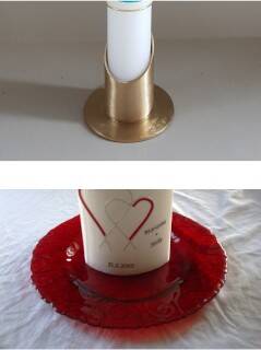 Kerzenständer für Stabkerzen und roter Teller für Ovalkerzen Symbolbild für Link in Shop